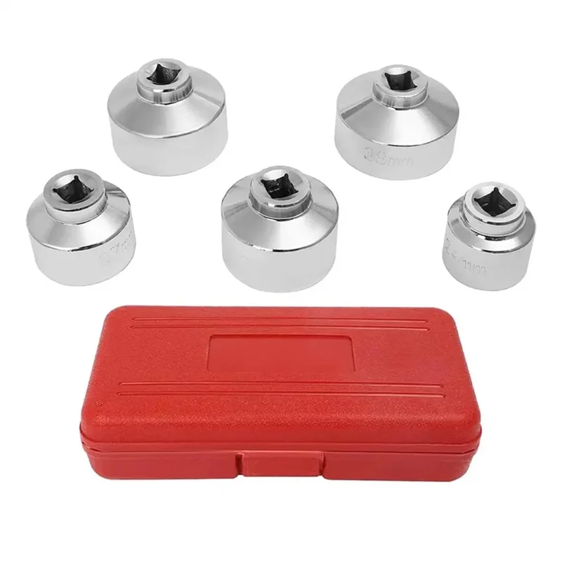

Oil Filter Caps Wrench Socket Set 5X Universal 24Mm 27Mm 32Mm 36Mm 38Mm With A Storage Case Removal Tool