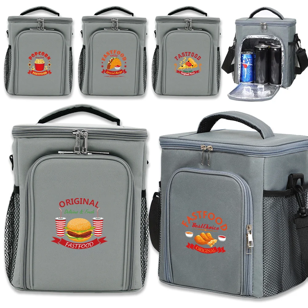 Ice Pack Lunch Bag Thermal Cooler Bag Food Delivery Box Food Printing Series Large Capacity Insulated Picnic Lunch Case