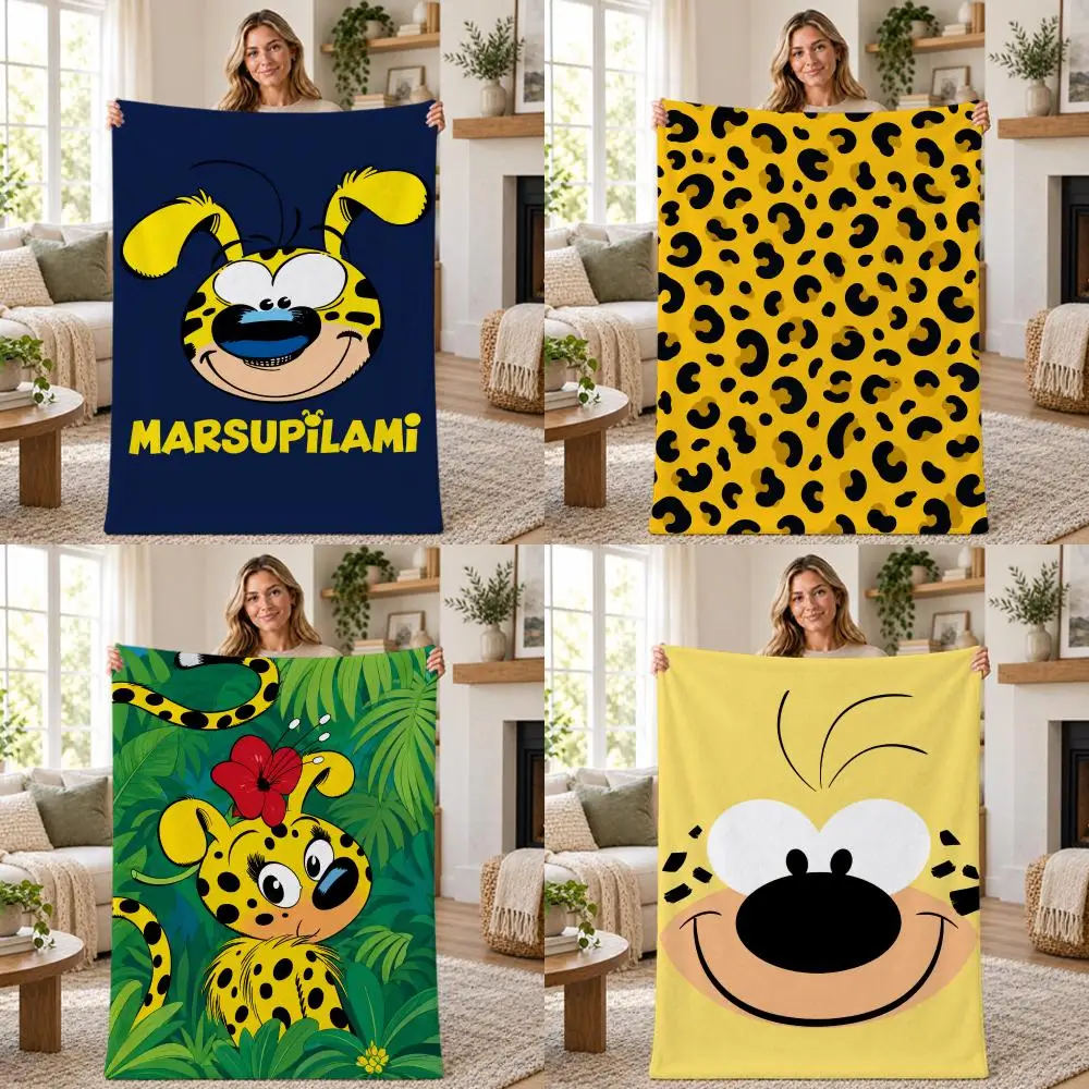 Couverture en flanelle douce et chaude, motif Marsupilami, idéale pour le canapé, le lit, le bureau, la maison, les vacances, un cadeau pour toutes les saisons.