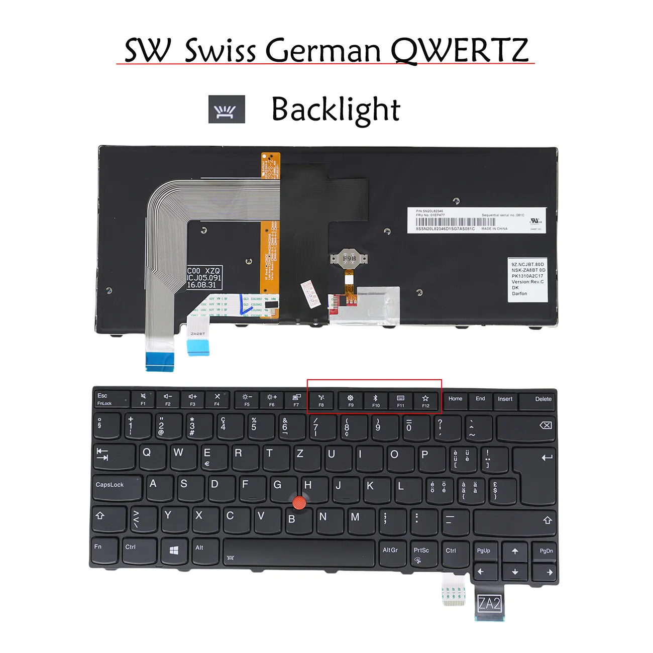 01AX540 01AX581 Backlit Laptop Keyboard for Lenovo Thinkpad T470 20HD 20HE 20JM 20JN, T480 20L5 20L6 Swiss CH German QWERTZ