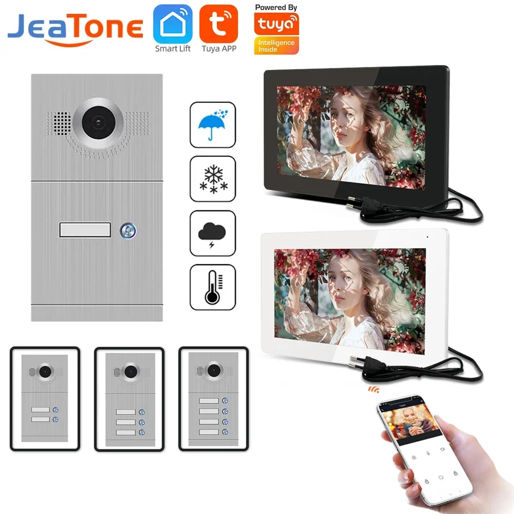 

Jeatone Tuya 960P 7Inch Full Touch WiFi Video Intercom Private Residential Walkie Talkie 1F/2F/3F/4F Apartment IP65 waterproof