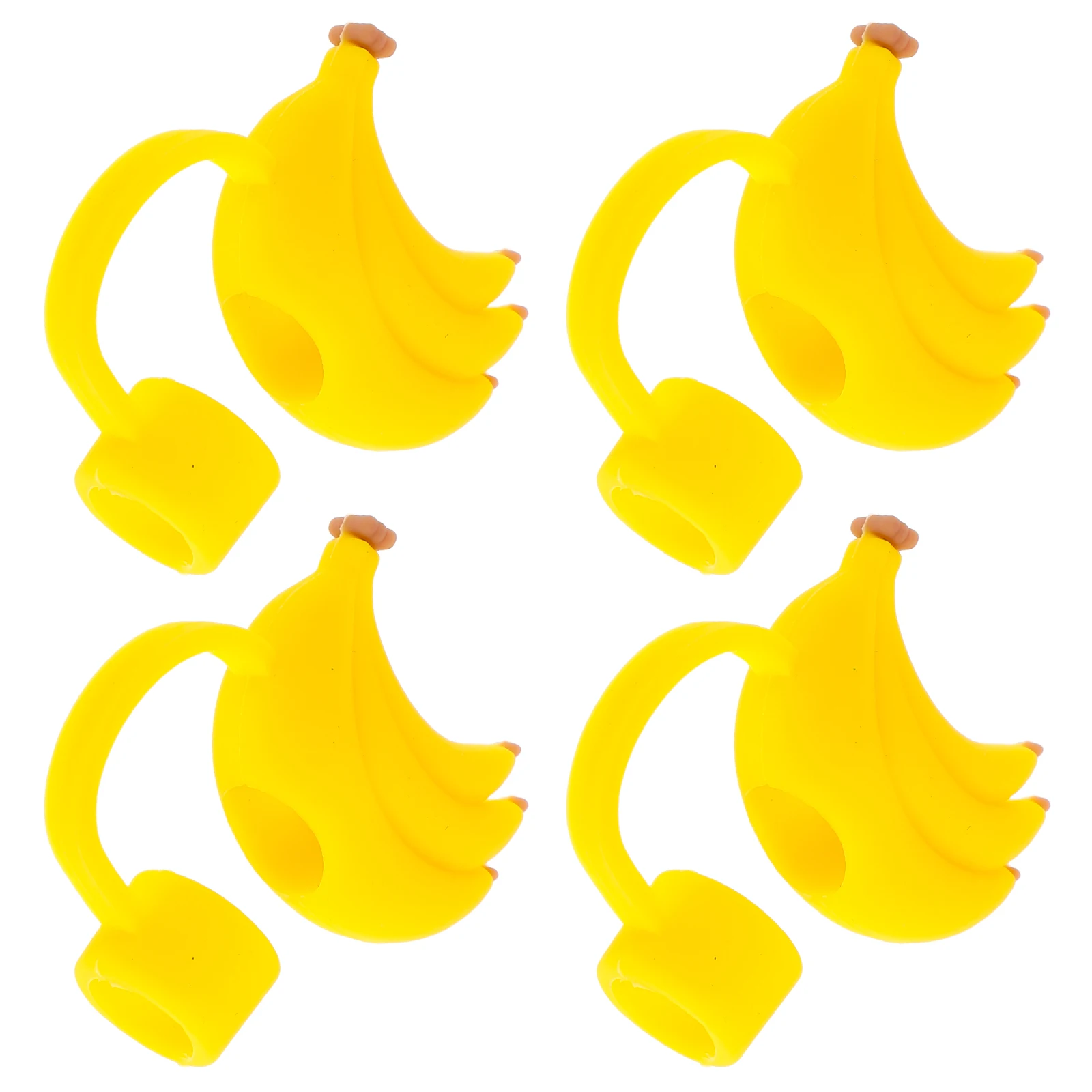 

4Pcs Silicone Straw Caps Covers Cute Banana Design Reusable Tips Topper for Drinking Water Bottles Tumblers Outdoor