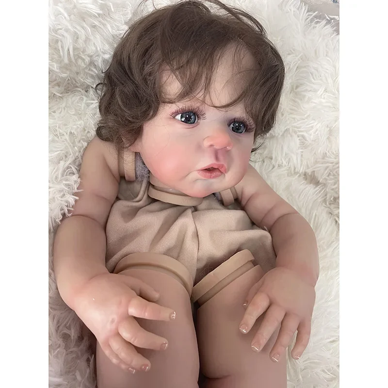 24inch Already Painted Reborn Doll Kit Sandie with Rooted Hair DIY Doll Parts 3D Painting Skin Detailed Veins Kit Bebe Reborn