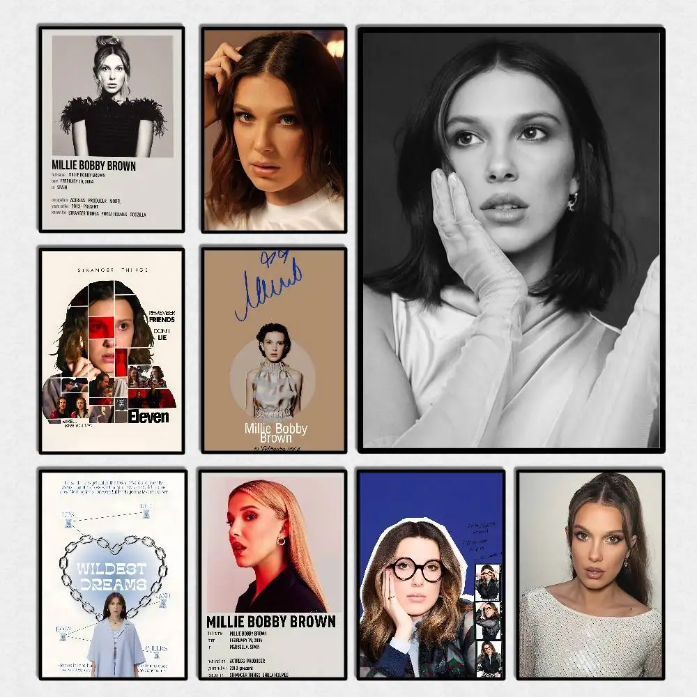 M-Millie Bobby B-Brown Poster Art con impresiones Hogar dormitorio sala de estar decoración regalo