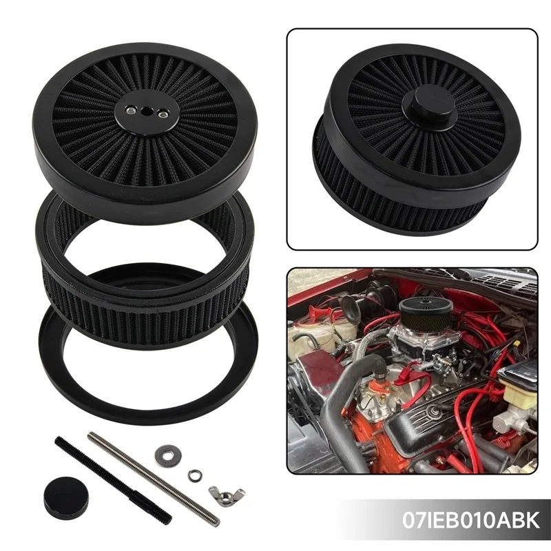 6''X2'' Air Filter Washable and Resuable Air Cleaner with Mounting Stud & Wing Nut  for 4 Barrel Carburetor V8 Chevy Fοrd