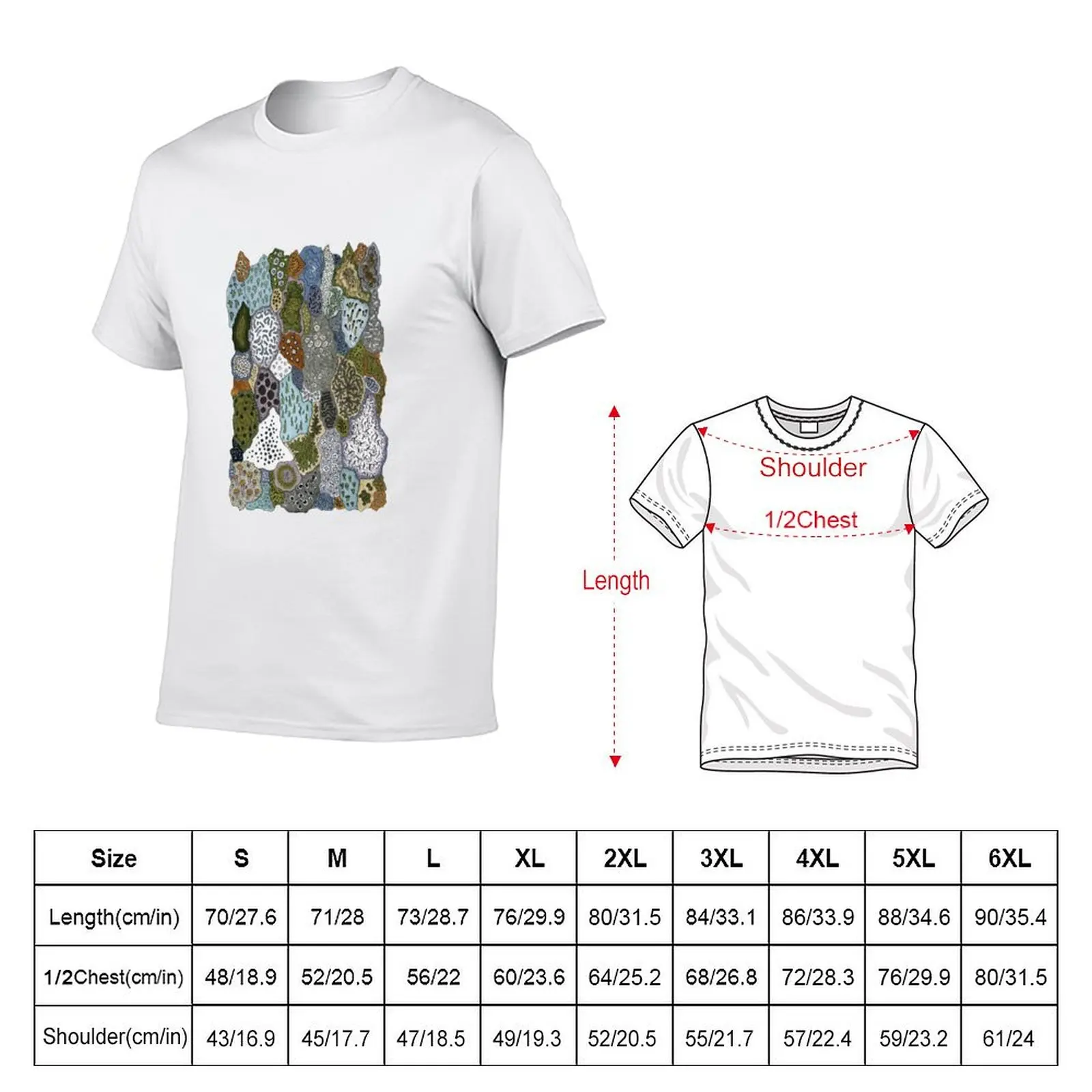 Lichen patterns 1 T-Shirt Basic Casual Short Sleeve Cotton Shirt