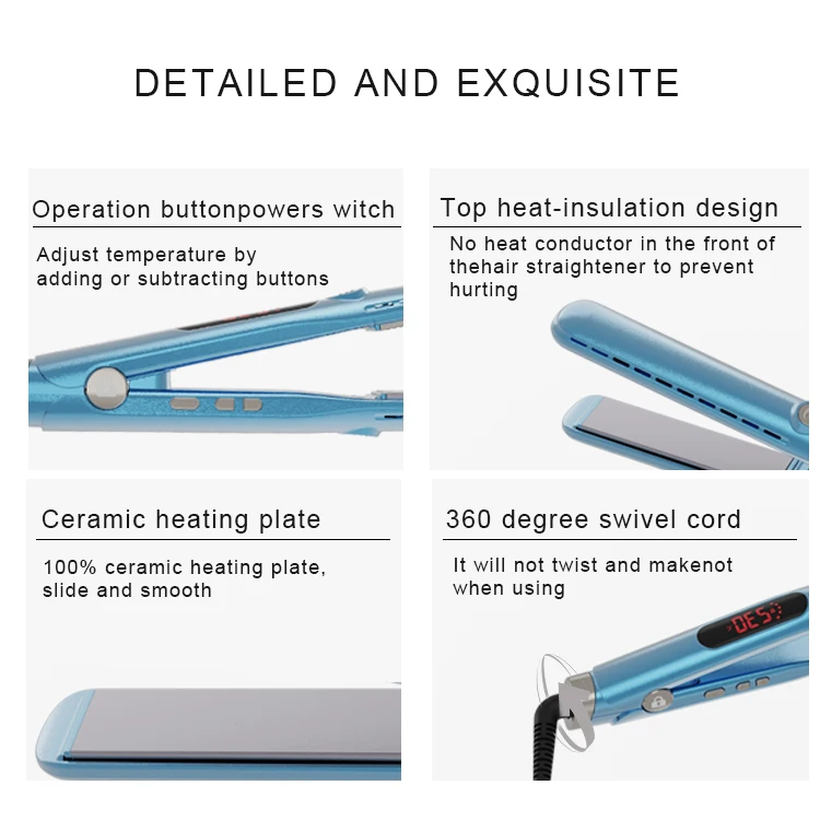 مكواة فرد الشعر المسطحة الكهربائية الأكثر مبيعًا مع لوحة عائمة ثلاثية الأبعاد قابلة للقفل