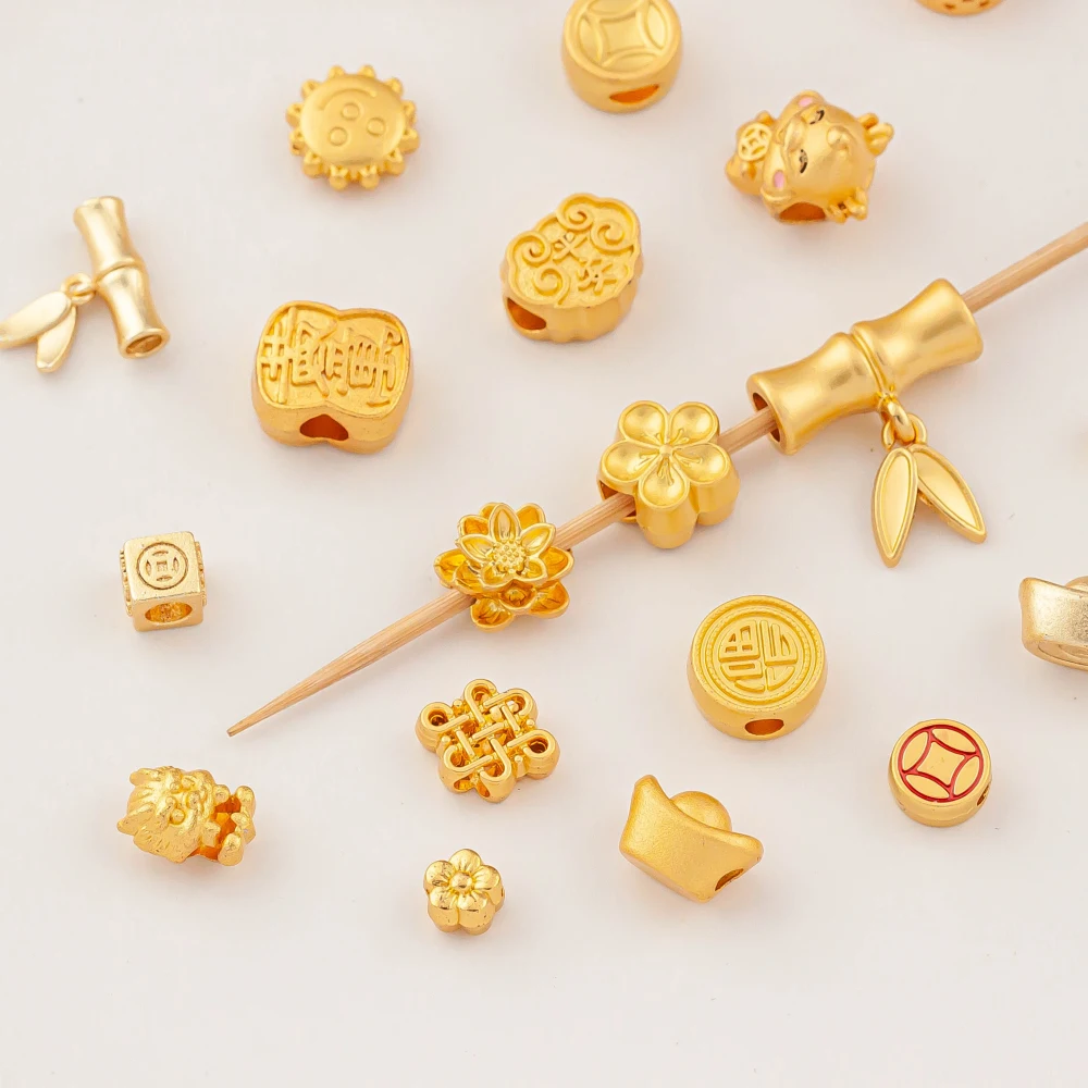 سوار بألوان القانون القديم ، تركيبات ذهبية ذاتية الصنع مطلية بالذهب ، عقدة صينية ، أنماط تقليدية ، حبات نقل ، 10.