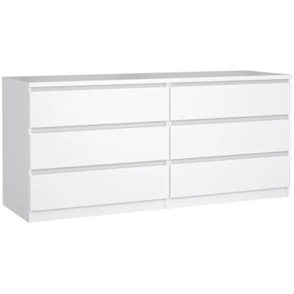 

6 Drawer Living room cabinet, White High Gloss