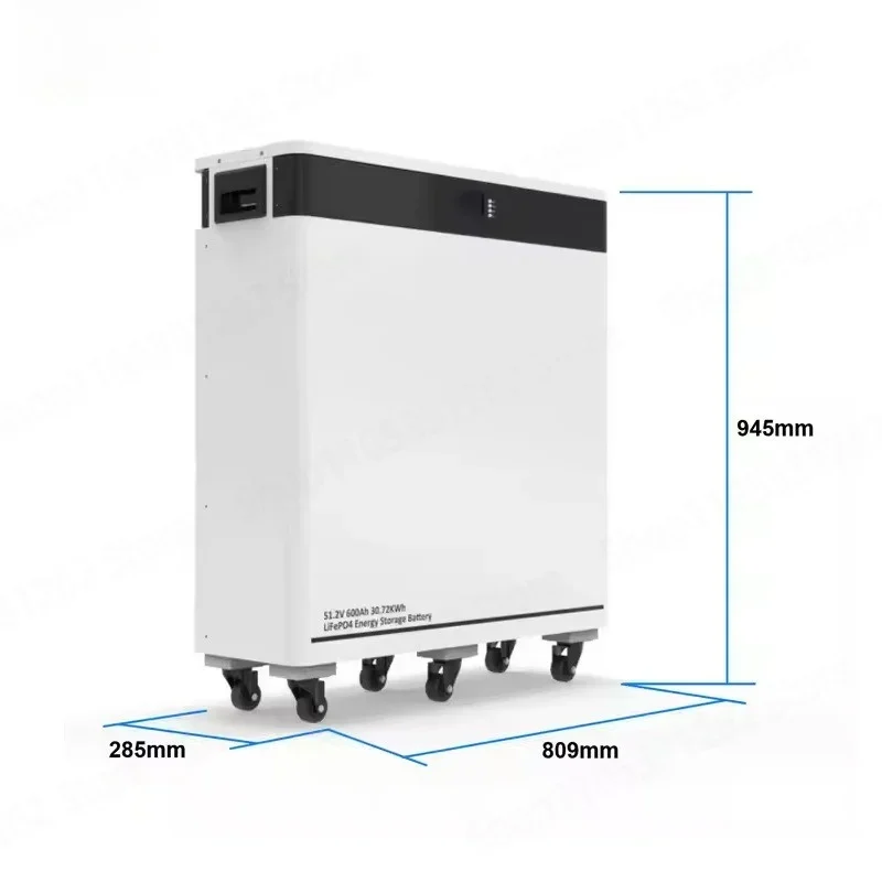 51.2V 600Ah 30kWh Floor Standing Home Energy Storage Battery LiFePO4 with Casters Mobile Powerwall