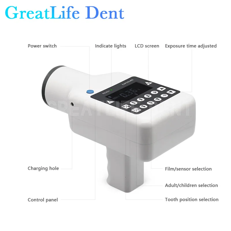 Máquina de raio X portátil GreatLife-Dent Hyperlight, Radiovisiografia Digital Compatível, Sensor Dental, Imagem Dental Film