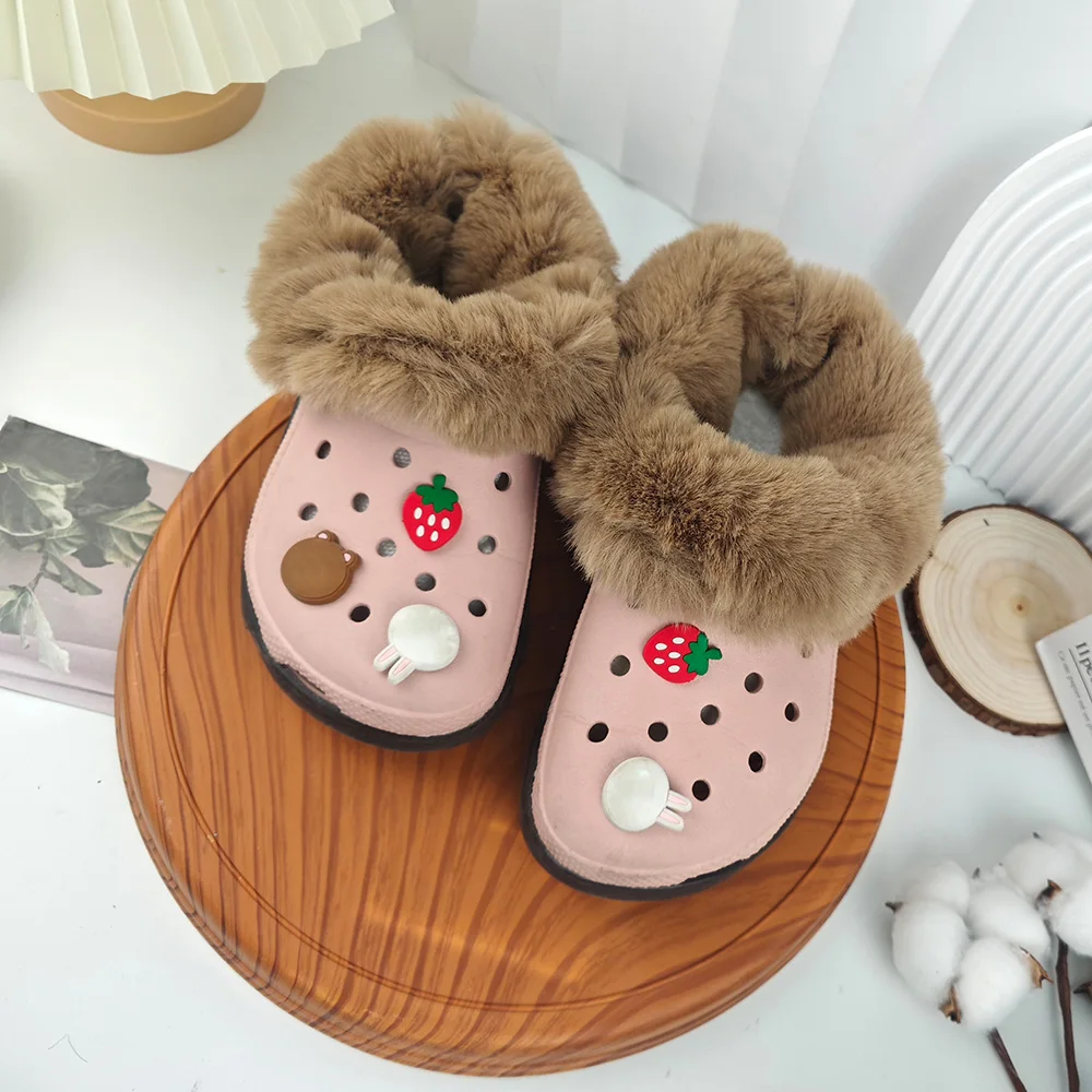 1Pair Winter Furry Insert Fur Insoles Plush Lined Shoe Covers Shoes Liners Replacement Soft Thickened Plush Cover For Hole Shoes