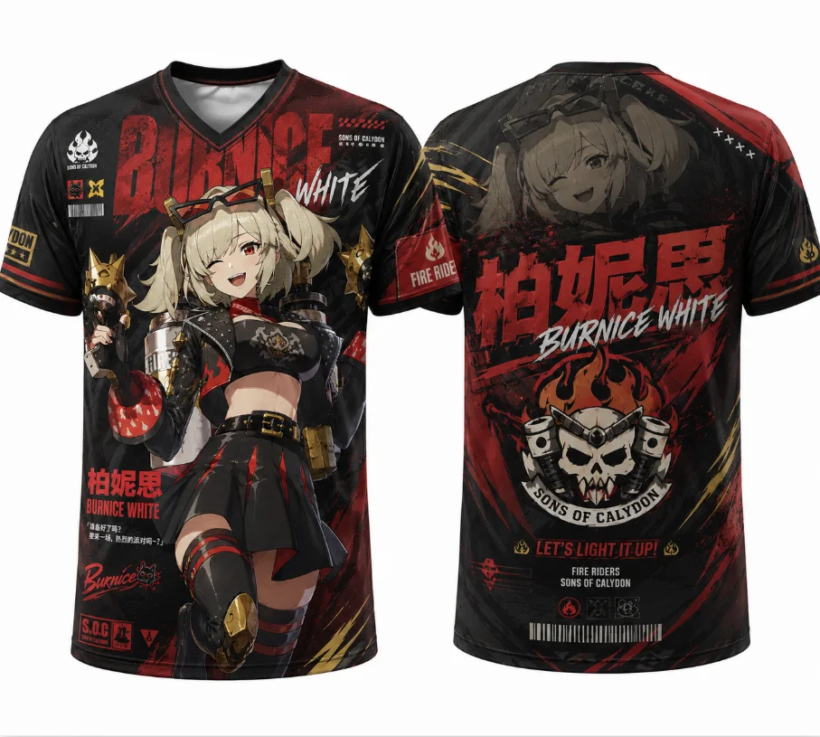 Game Zenless Zone Zero ZHU YUAN Burnice White QINGYI Anime Short Sleeve Men's and Women's Sports Shirt Harajuku Y2k Men Clothing