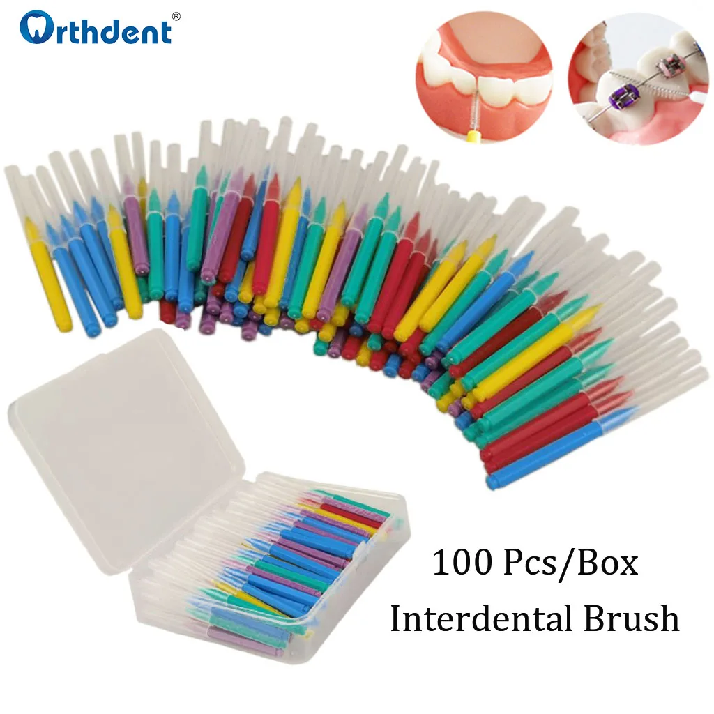 

100 Pcs Dental Interdental Brush Silicone Super Soft Teeth Whitening Brushes Dentistry Floss Toothpicks Oral Care Cleaning Tools