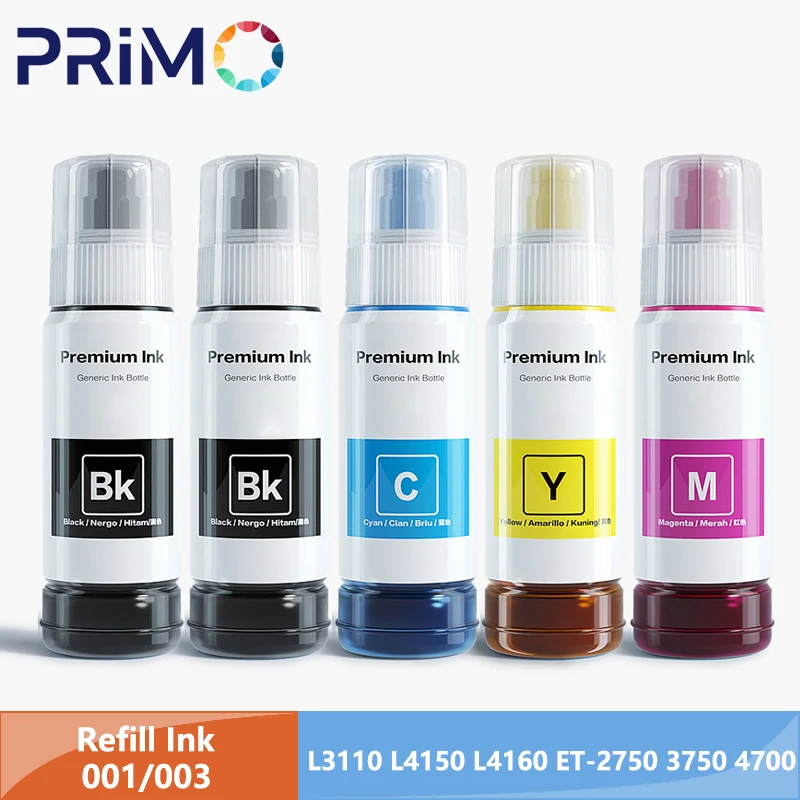 Refill Ink 70ml Dye for Epson L3150 EcoTank L3110 L4150 L4160 ET-2750 3750 4700 4750 2720 101 102 103 104 502 544 001 003