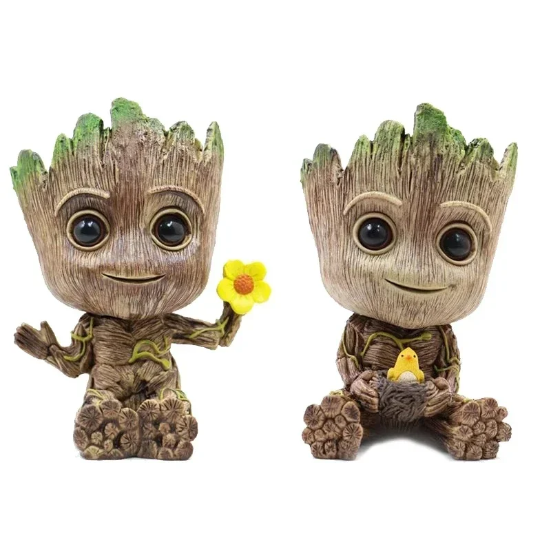 ใหม่ล่าสุด Disney Marvel Groot โมเดลอเวนเจอร์ส Groot ปากกาขนาดเล็กที่ใส่กระถางดอกไม้ของเล่นอนิเมะตุ๊กตาขยับแขนขาได้ของขวัญคริสต์มาสเด็ก