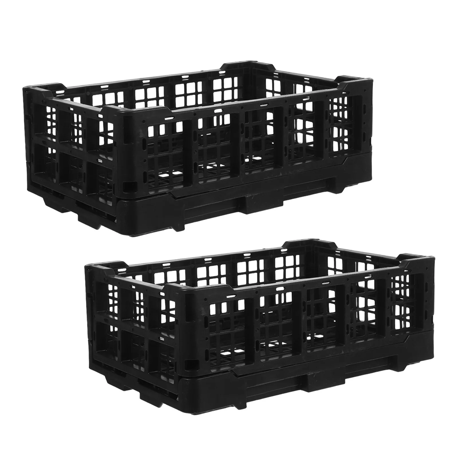 

2Pcs Folding Storage Boxes - Transparent Lightweight Plastic Bins for Shelf Cabinet Under Bed Space Saving Organization