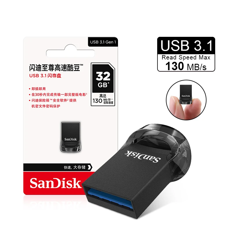 Sandisk usb flash drive 3.2 mini pendrive usb flash drive 128 64 32gb pen drive 130mb usb flash vara chave de disco usb para computador