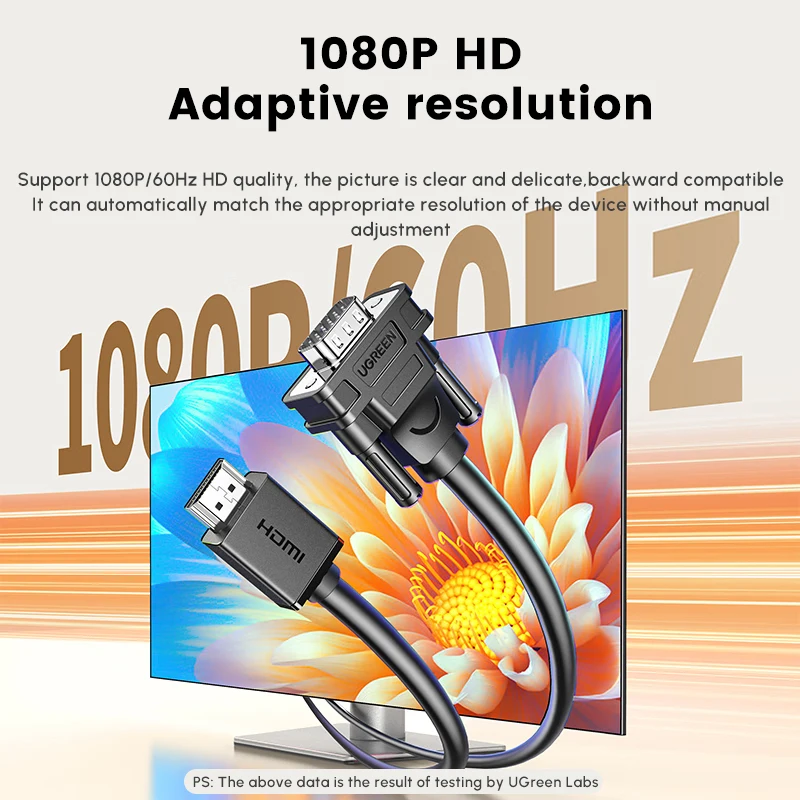 UGREEN HD MI a VGA Cable 1080P HD-MI macho a VGA macho M/M Cable convertidor de vídeo adaptador VGA