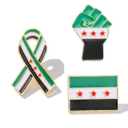 2025 New Syria Flag Brooch Syrian Ribbon Tie Pins Backpack Clothes Lapel Badge Charm Jewelry Gift for Women Men