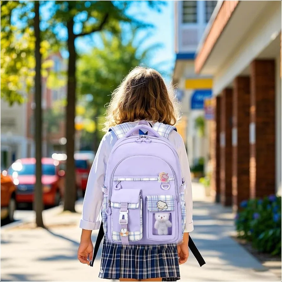 Zaino per ragazzeZaino scolastico carino per ragazze Teeawaii Bookbag per elementare elementareViola
