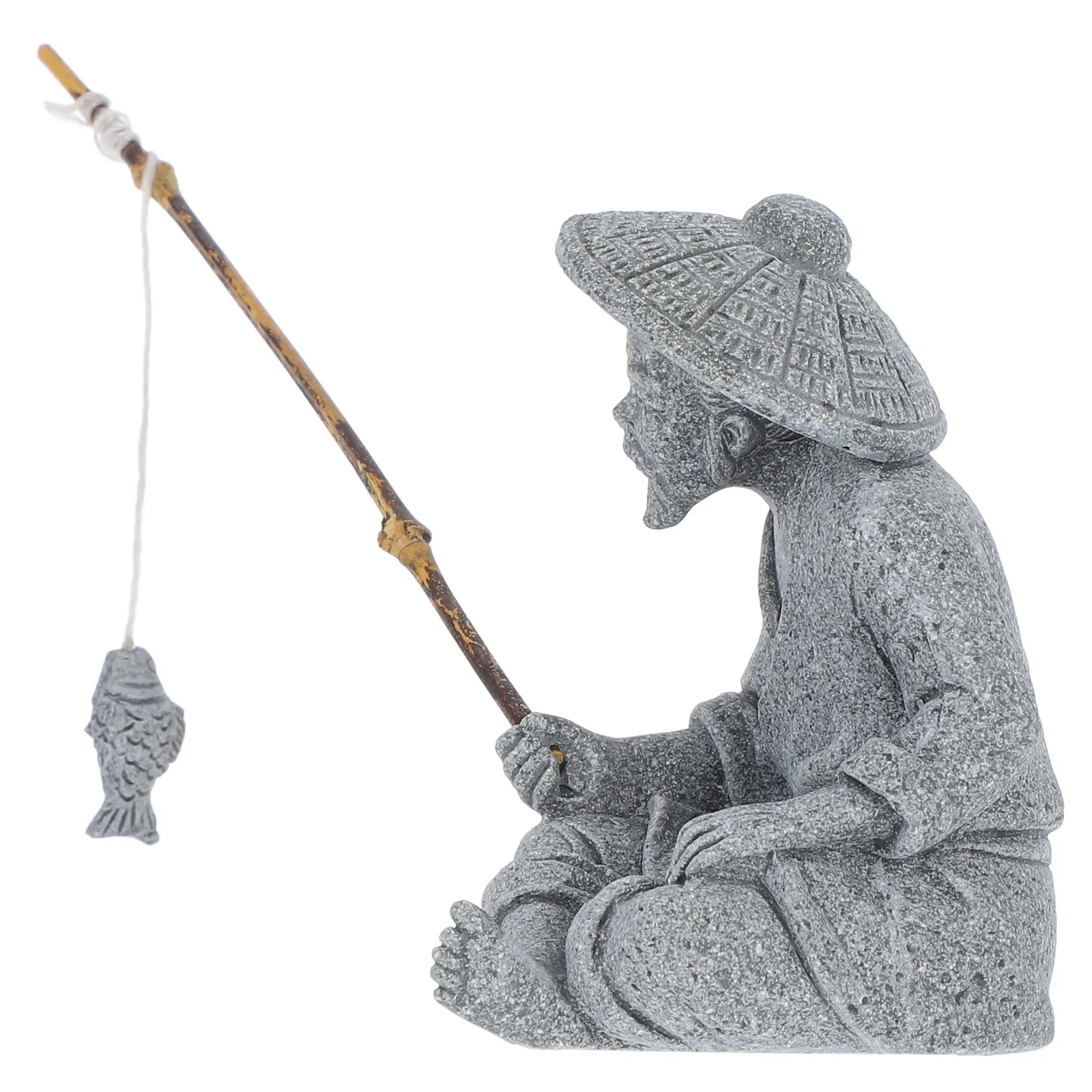 

Miniature Fisherman Statue Detailed Realistic Fisherman Sculpture for Bonsai Garden Aquarium Outdoor Micro Landscape Decor