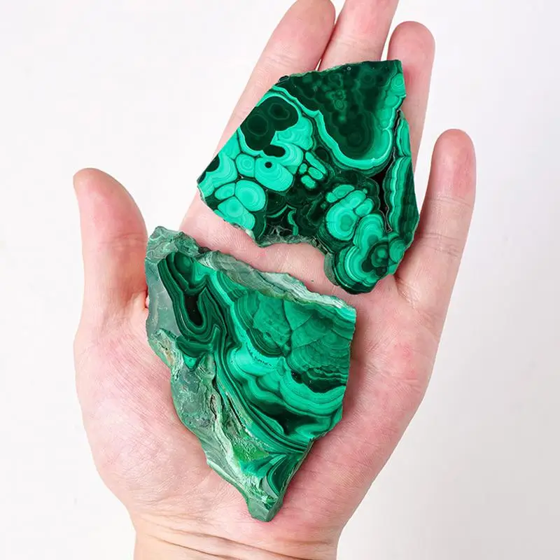 Natural crystal malachite slices rough polished ornamental stones geological science specimen collection ornaments  for Home