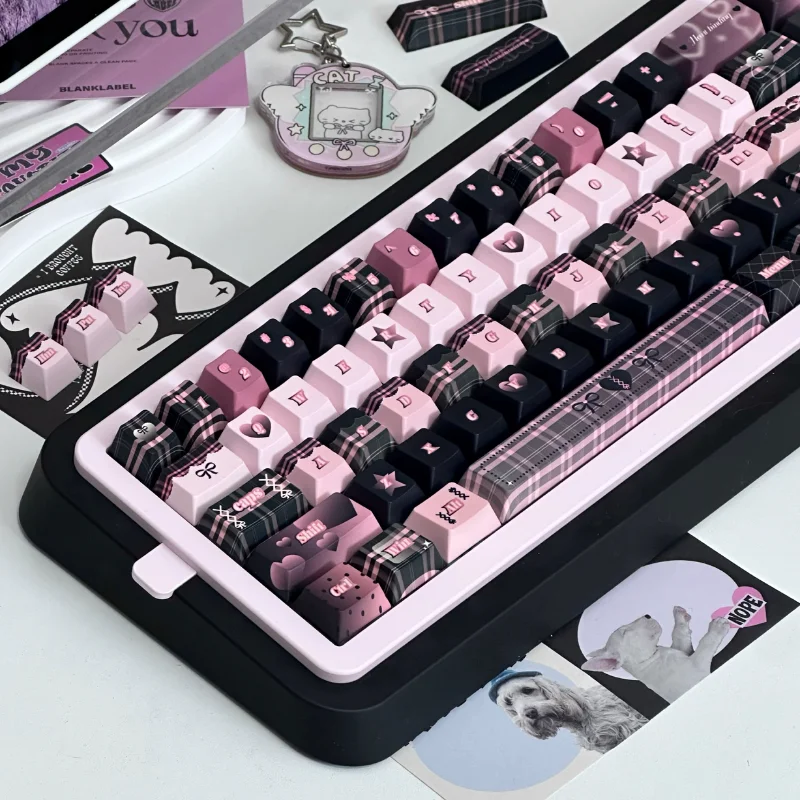 142 مفتاح روك الحبيب أغطية المفاتيح لطيف مفتاح كاب PBT الكرز الشخصي الجانب طباعة Keycap لوحة المفاتيح الميكانيكية Made68 Mad68 Wooting 60