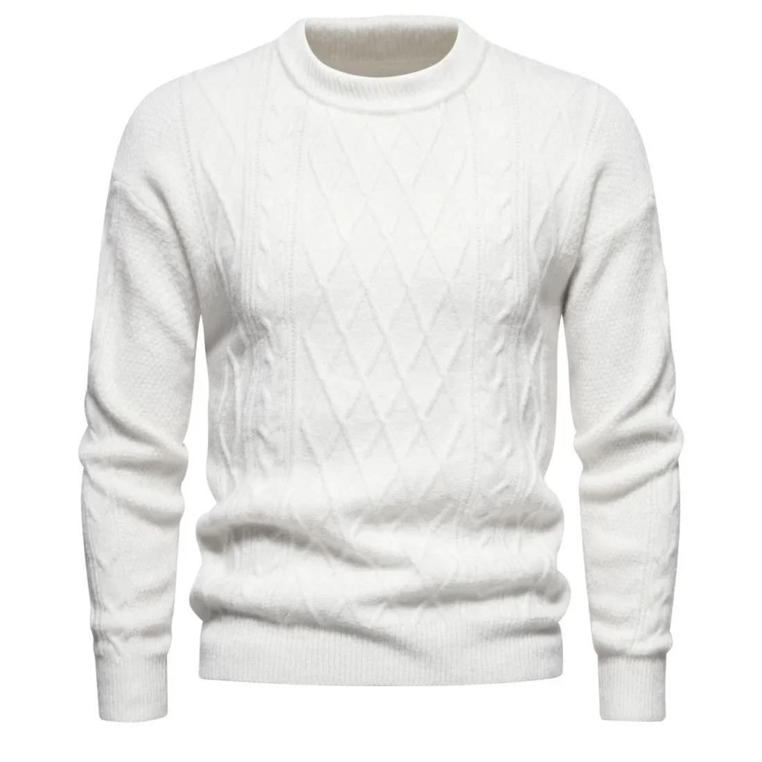 

2023 Autumn/Winter Top Men's New Warm Bottom Round Neck Sweater Pullover with Inner Layer Men's Long Sleeve Soft Knit