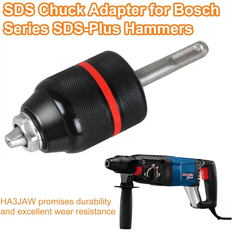 Martelos SDS-Plus de mandril sem chave HA3JAW de 1/2 polegadas, martelo adaptador de broca auto-aperto de 3 mandíbulas,