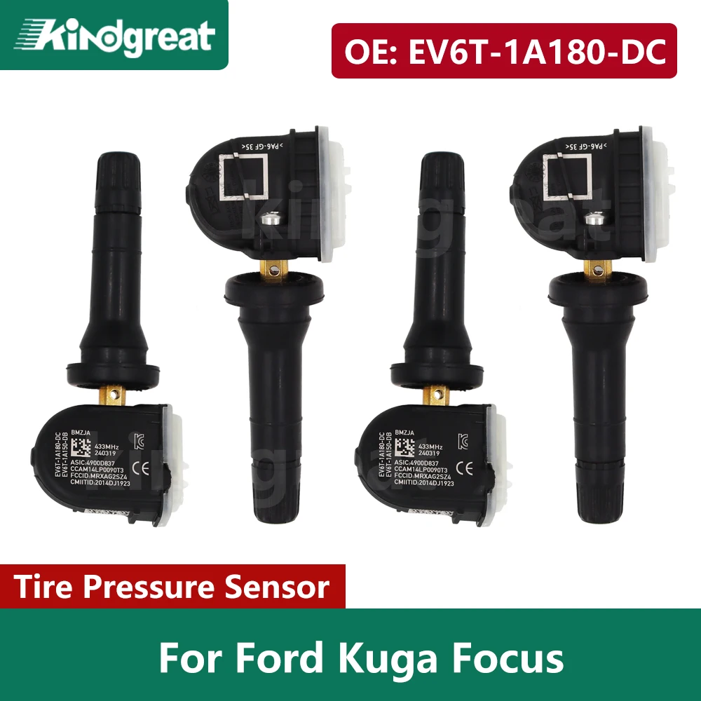 

4PCS/Lot EV6T-1A180-DC 433MHZ TPMS Tire Pressure Monitor System Sensor EV6T1A180DC For Ford Kuga Focus