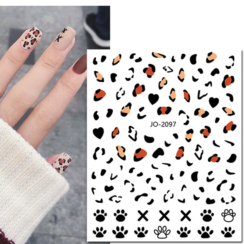 3d arte do prego adesivos inverno roxo marrom preto leopardos imprime bowknots adesivo sliders unhas decalques decorações para manicure