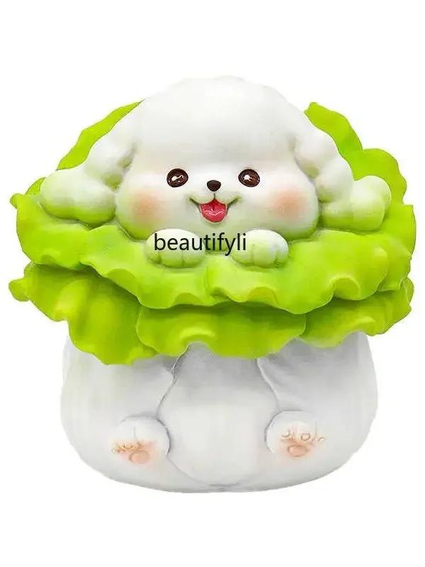 Boneca animal dos desenhos animados bonito cão vegetal desktop resina ornamento presente