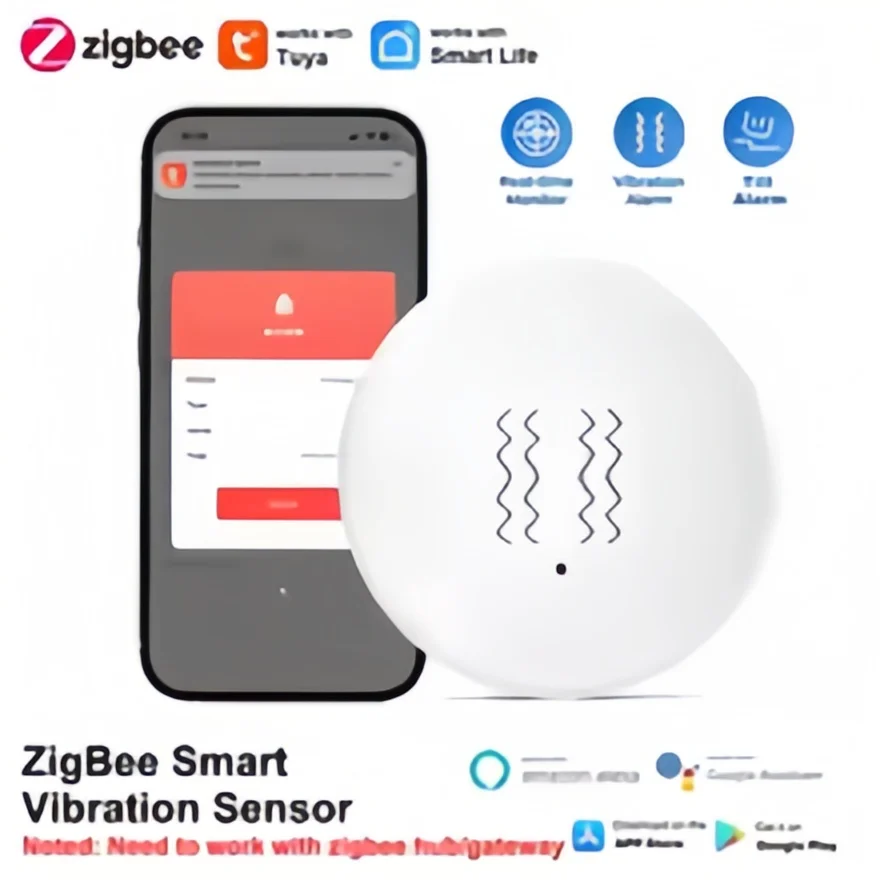 Capteur intelligent de vibrations et d'inclinaison Tuya Zigbee 3.0 – Détection à 3 axes avec alertes en temps réel pour la sécurité de la maison intelligente