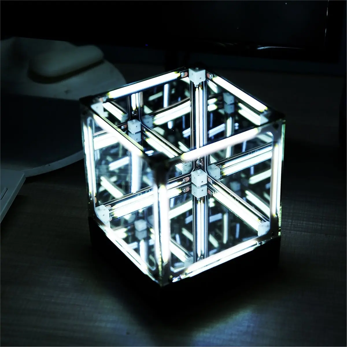 NEW FACTORY~Hypercube LED Box DIY Wireless Table Light Figure Display Case 4D Box Abyss Tunnel Ornament White Light