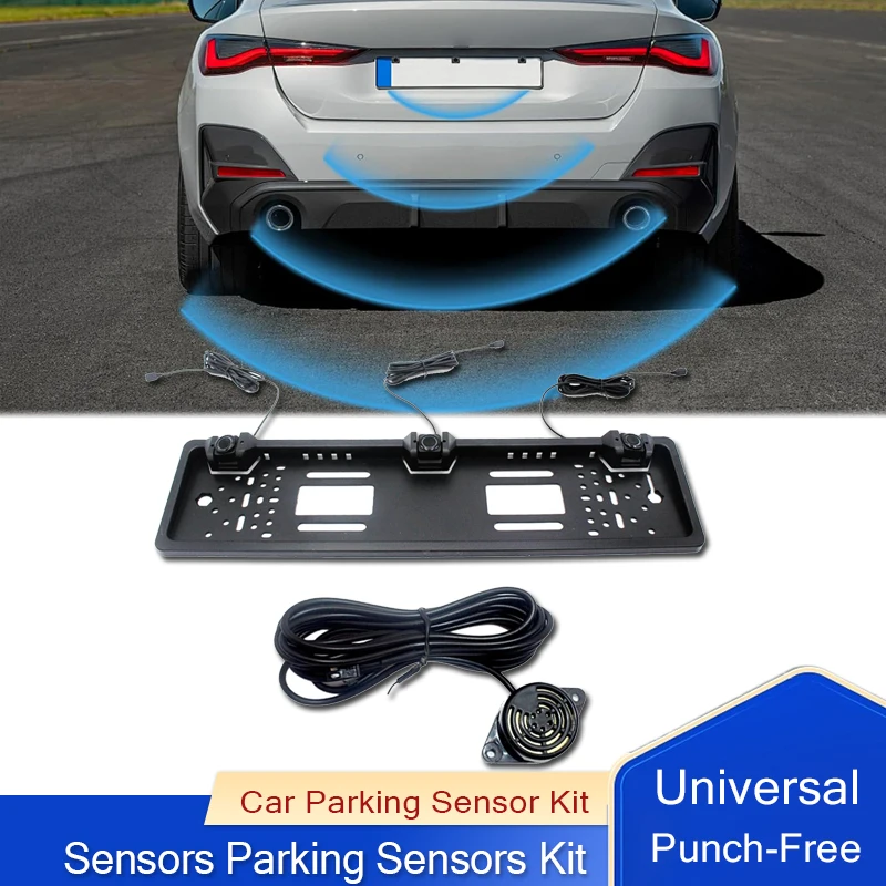 Sensors Parking Sensors Kit with Car Number Plate Frame Plate License EU Euro Auto License Plate Parktronic Back Up Waterproof