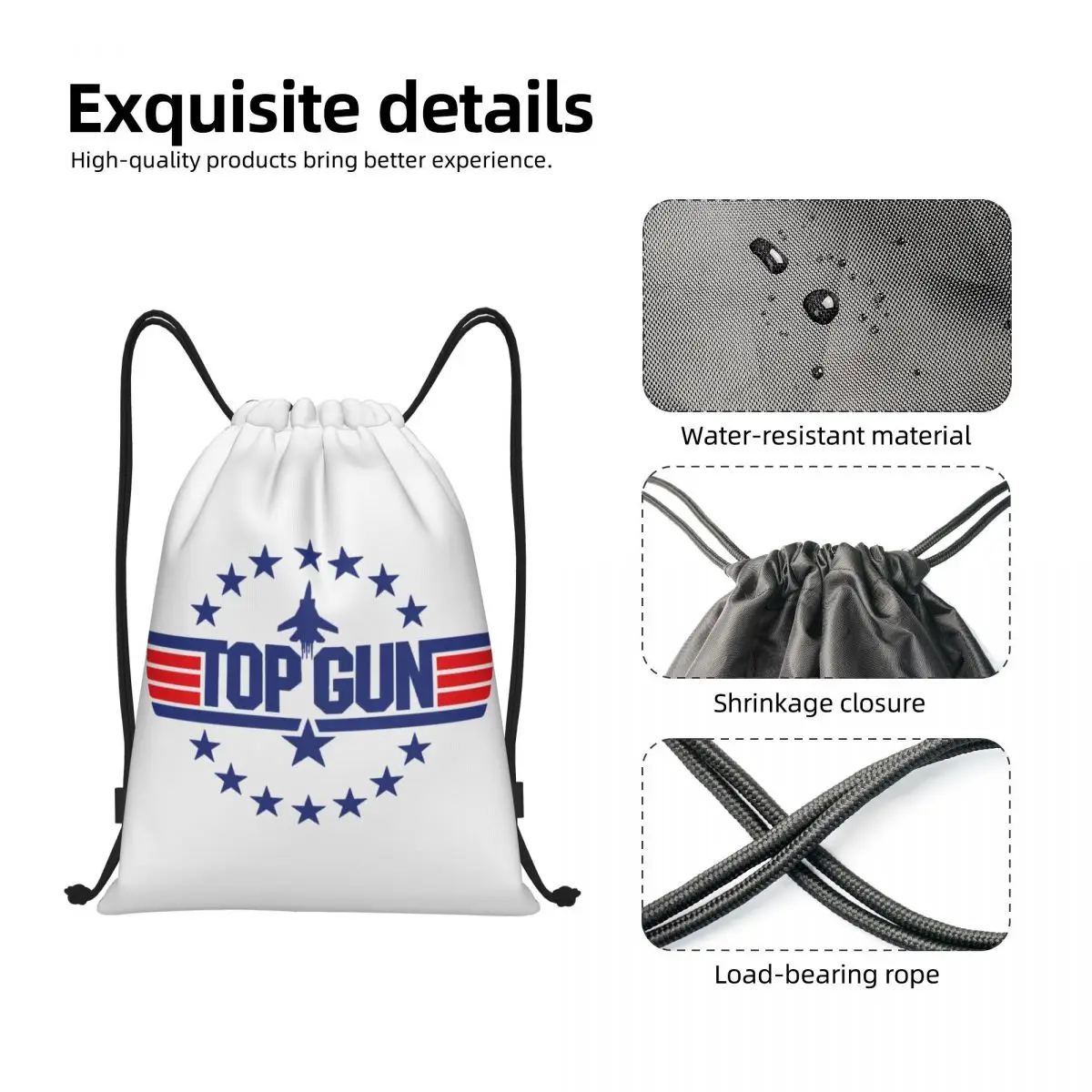 Tom Cruise Maverick Film Top Gun mochila con cordón, bolsa de gimnasio deportiva para mujeres y hombres, paquete de compras