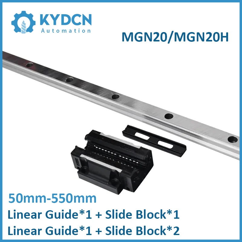 

MGN20C MGN20H Miniature Linear Guide Rail and Block S45C 100mm-550mm CNC Mini Sliding System for 3D Printer