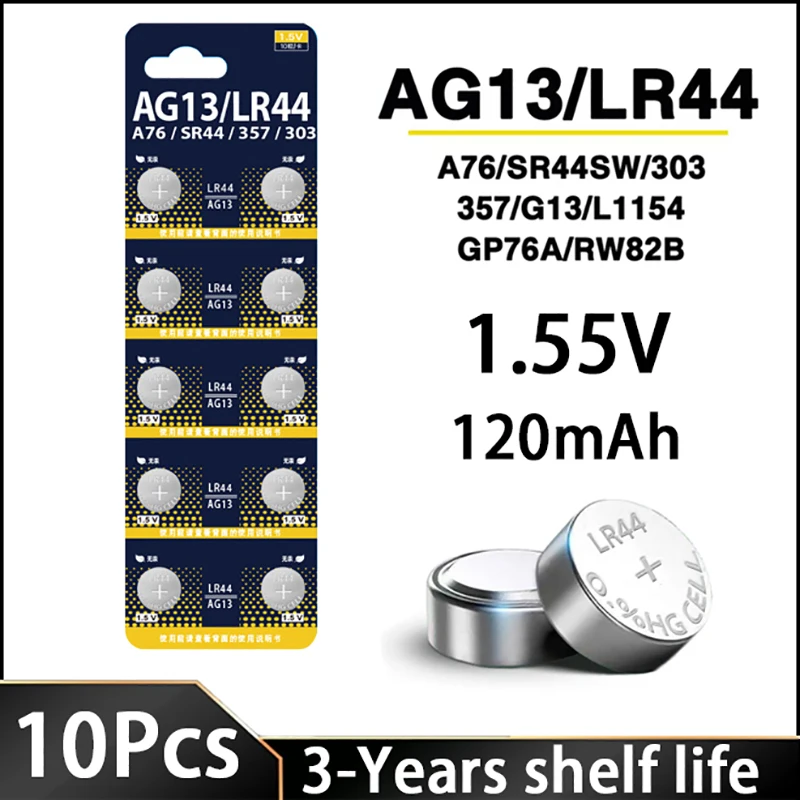 10-200PCS LR44 AG13 Button Cell Battery 1.5V 357 LR1154 SR44 Button Coin RW82 SR1154 Batteries for Watch Toys Remote calipers