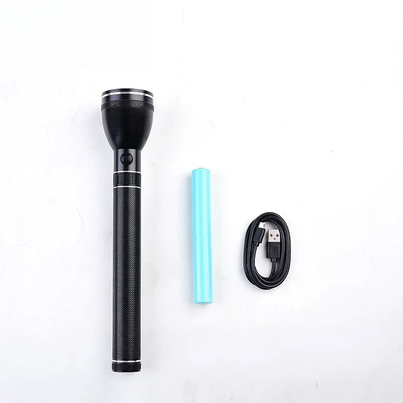 Security detection strong light flashlight led outdoor patrol search plus long handle flashlight
