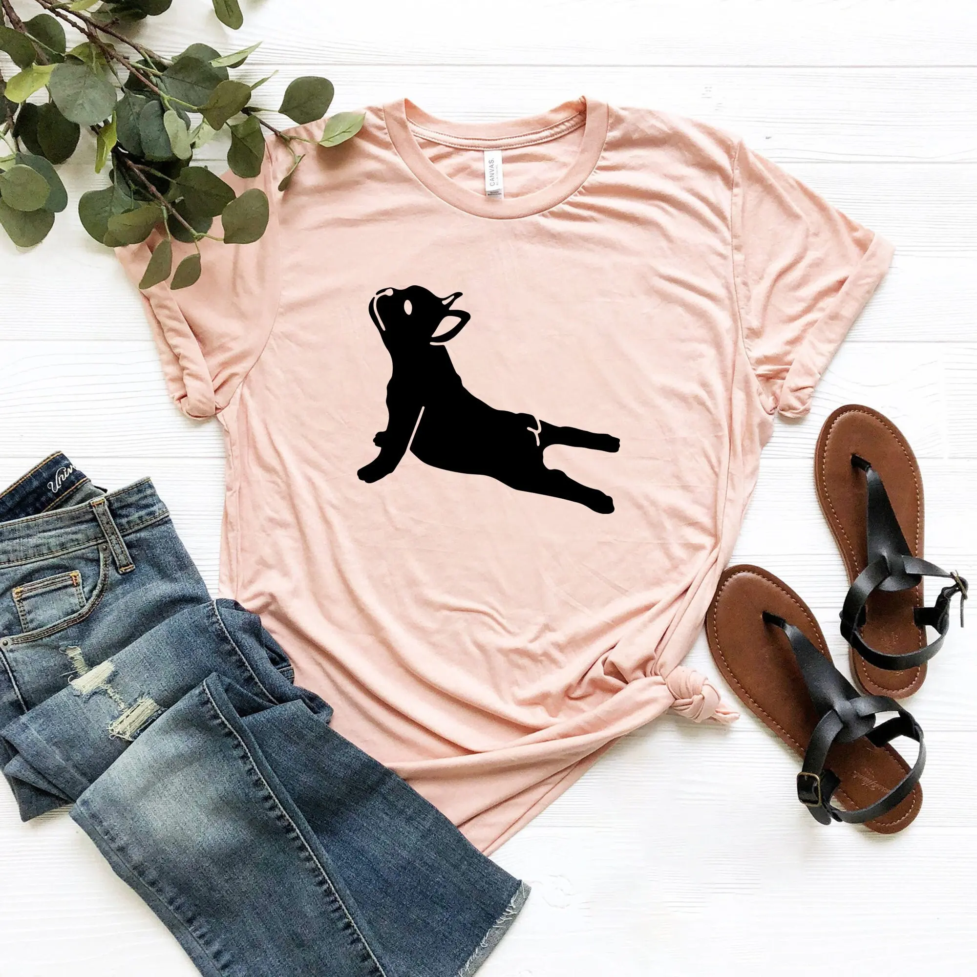 French Bulldog Yoga Pose T Shirt Dog lover Namaste Funny Namastay in bed Zen