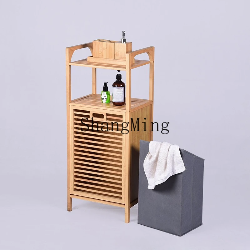 SM Bamboo Bathroom Large Multifunctional Dirty Laundry Basket Storage Basket Home Bathroom Dirty Laundry Basket