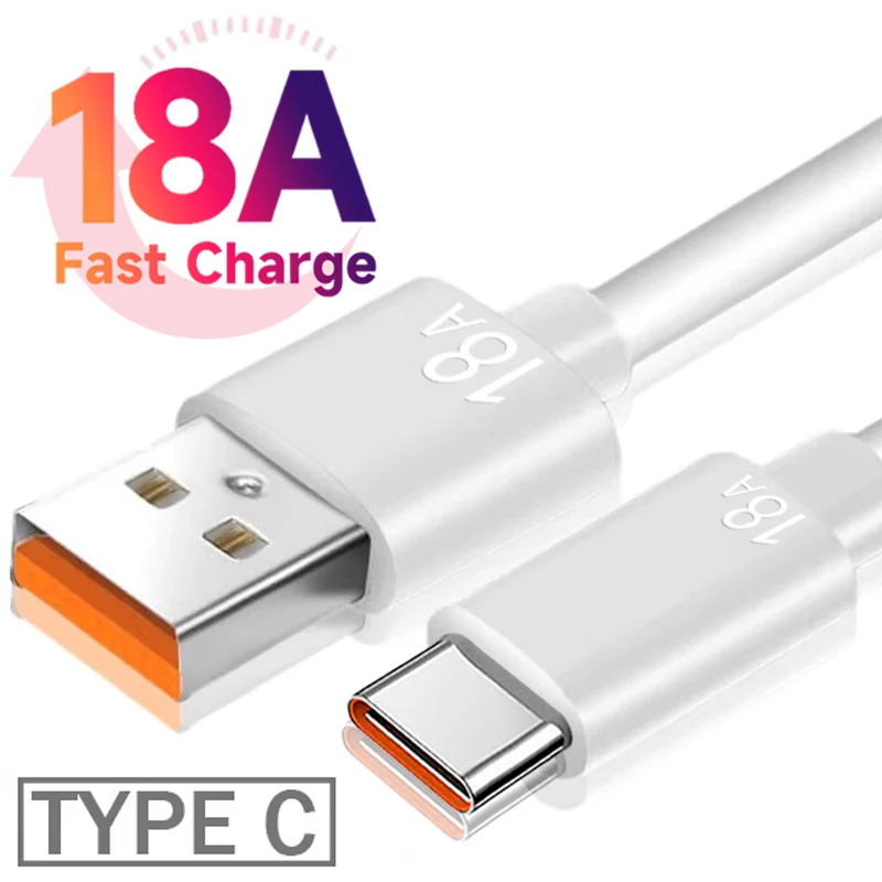 

18A USB-кабель для быстрой зарядки, кабели типа C, кабель для быстрой зарядки, провод для передачи данных для Samsung Xiaomi Huawei, Android, кабель USB A к Type-C