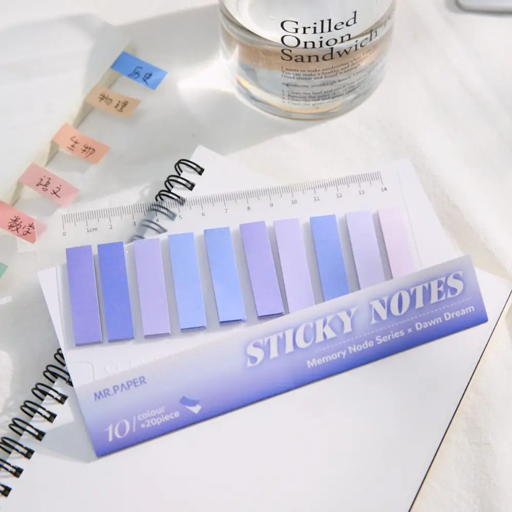 200pcs/lot Gradual Change Rectangle Memo Pad Sticky Notes Notepad Diary Creative Self-Stick Note Memo Pads