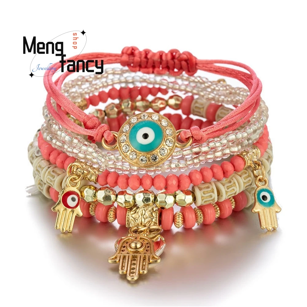 High - Grade Handcrafted Beaded Bracelet, Fashionable Eye Bracelet, Elegant Multi - Layered Exquisite Bracelet Fashion Jewelry