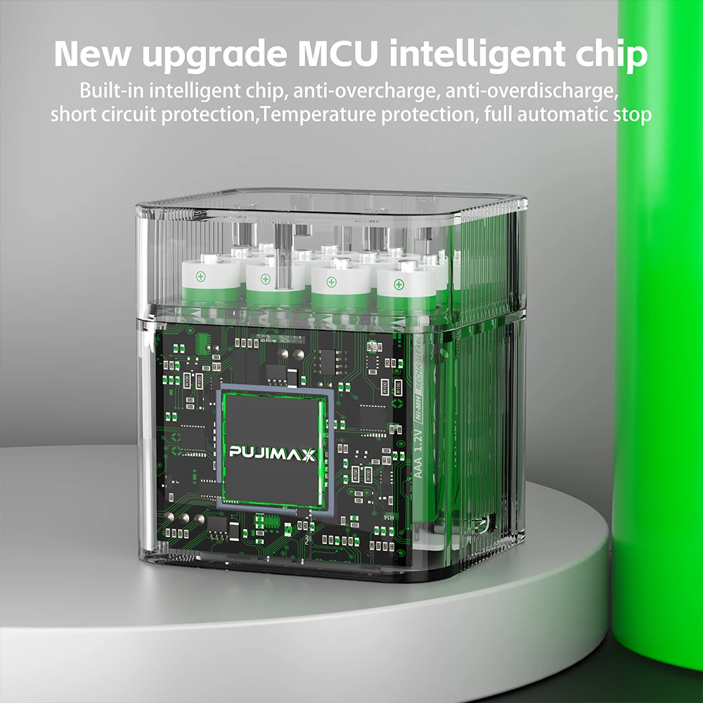  PUJIMAX  Rechargeable Ni-MH 1.2V AAA 1100mWh Smart Charging Compartment  Ni-MH Battery Rechargeable Charger Fast Charging