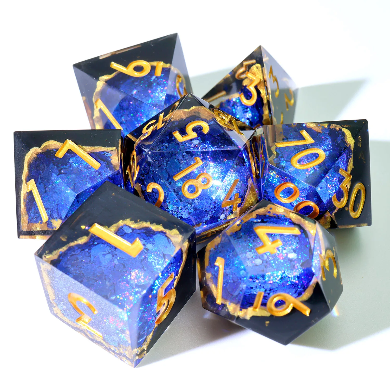 

Blue Geode Polyhedral RPG Dice Set,Handmade Resin DND Dice for Dungeons and Dragons & Board Games Role Playing Adventures-G4