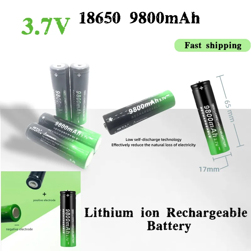 

New 18650 Rechargeable Li-Ion Battery Fast Charging High Quality 3.7V 9800mah 18650 Flashlight Charging Battery + Fast Deliv