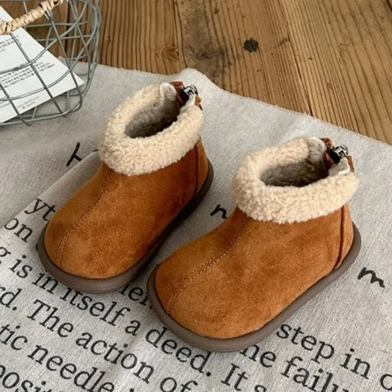 Baby Casual Boots Cute Suede Warm Toddler Kids Walking Shoes Versatile 2026 Brand New Girls Princess Boots Soft Sole Round Toes