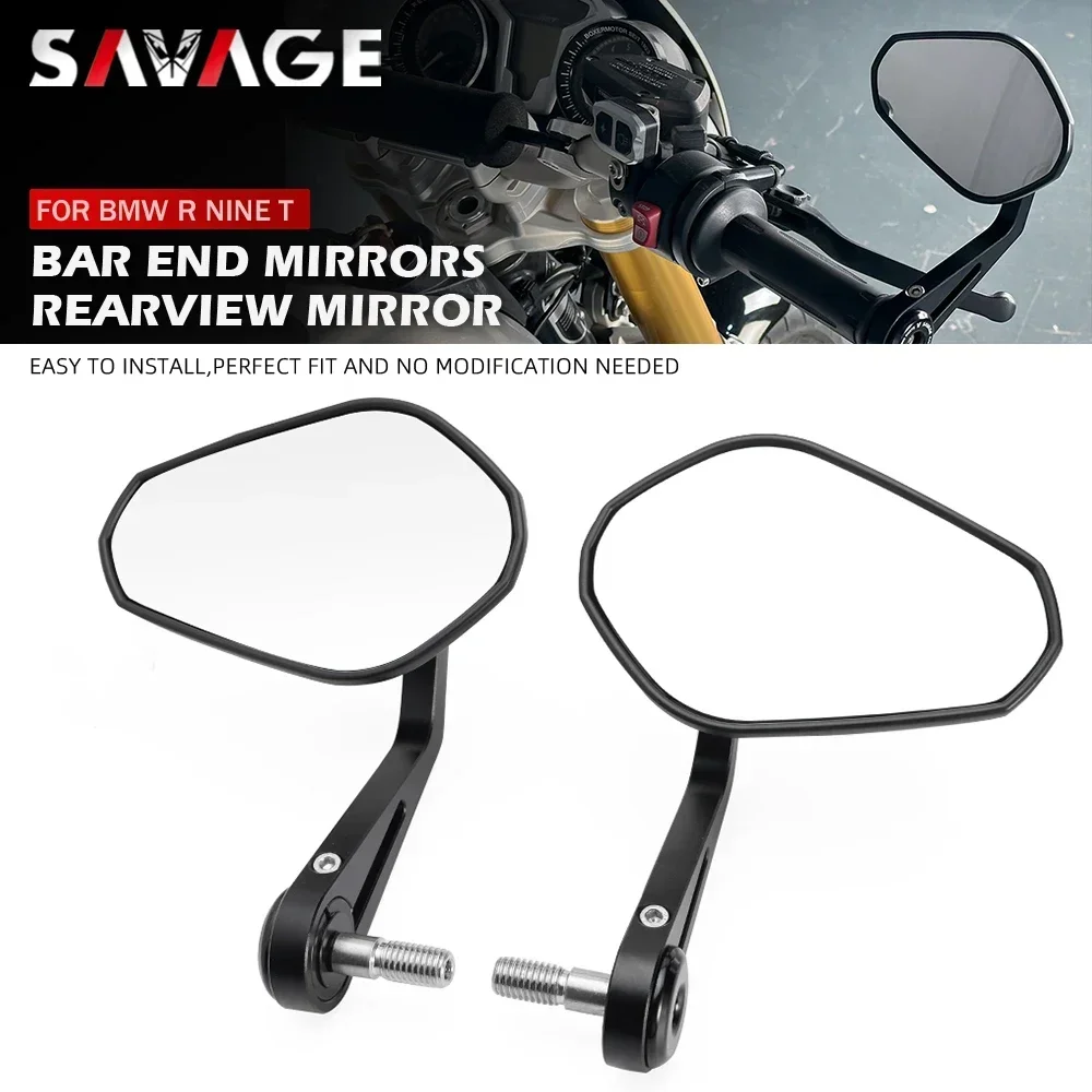 

E9 Handlebar End Rearview Mirrors For BMW R NINE T R NineT 2015-2024 Bar End Rear View Side Mirror Convex 360° Adjustable